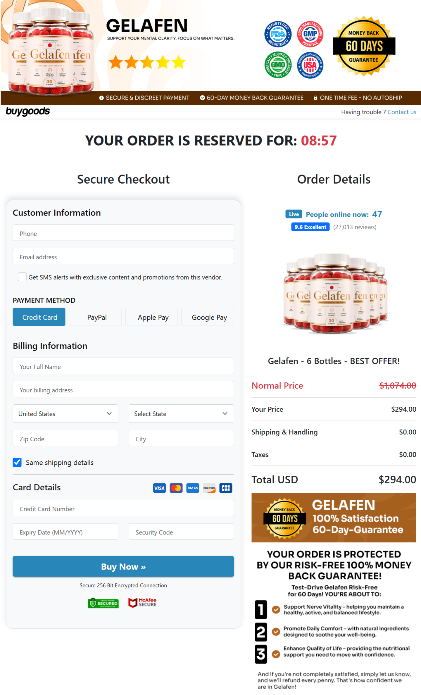 gelafen secure checkout